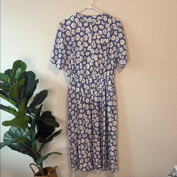 Vintage Draper’s and Damon’s Floral Blue Dress - Picture 1 of 4